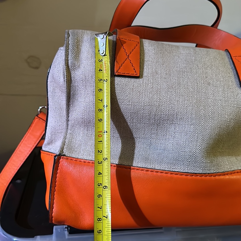 Kate Spade Tan Canvas Orange Carrot Leather Trim Strap Crossbody Shoulder Bag - Picture 13 of 15